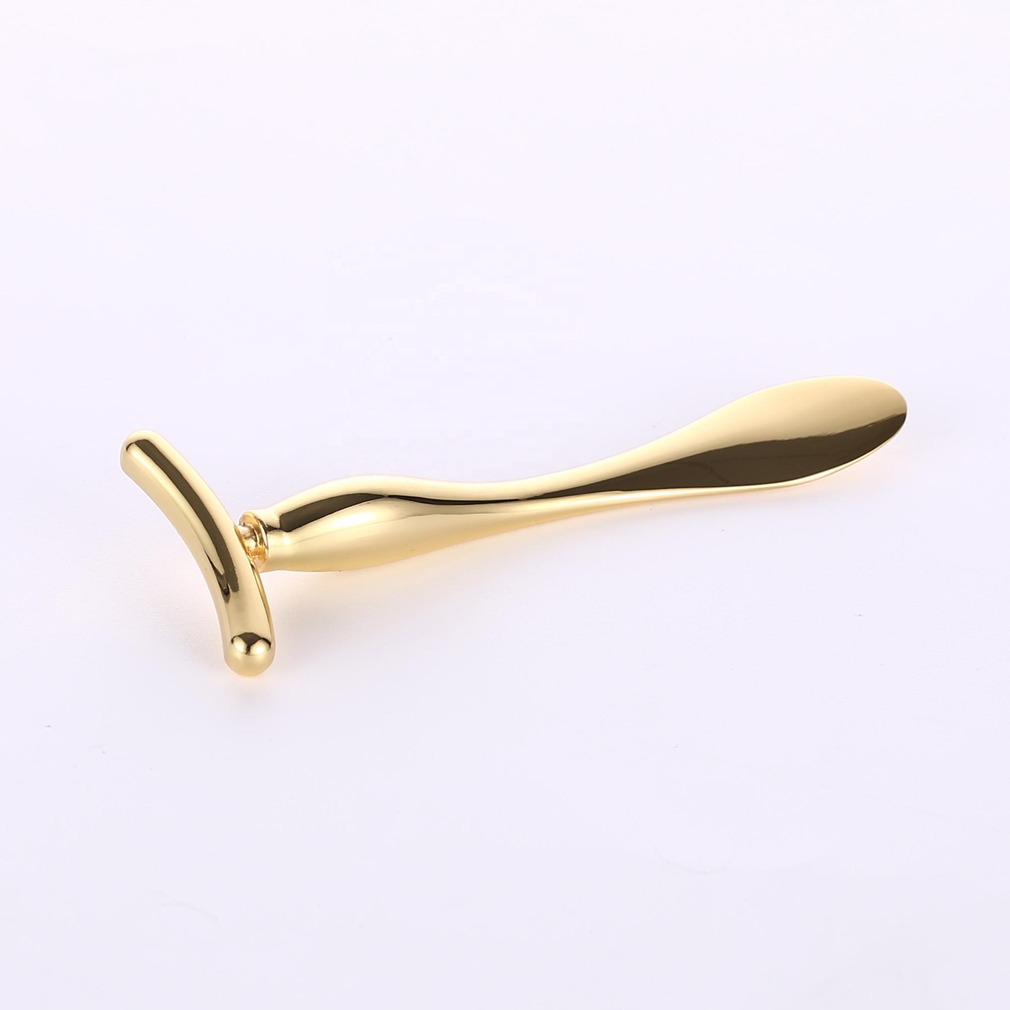 Металлическая маска для лица золотого цвета T-образной формы, крем, массажный шпатель, инструмент