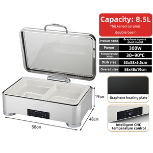 Equipo de Catering de Grado Comercial para Hoteles y Restaurantes, Olla de Cerámica Doble de 8.5L con Rejilla y Calentador para Buffet - Product Image 2