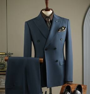 Completo Abito <span class=keywords><strong>da</strong></span> Uomo Doppiopetto a Righe 2 Pezzi (Blazer e Pantaloni) per <span class=keywords><strong>Cerimonia</strong></span> e Matrimonio - Nuovo Arrivo 2026 - Product Image 2