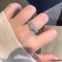 Bague élégante et tendance pour femme en laiton et moissanite, double rangée entièrement pavée, style européen et américain