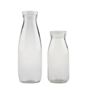 Бутылка соевого молока бутылки сока высококачественное стекло с пластиковыми крышками 100 мл 200 мл 250 мл 300 мл 500 мл трафаретная печать для напитков