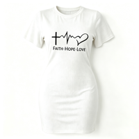 Robe T-shirt moulante à col rond et manches courtes pour femme, robe décontractée en tricot extensible à imprimé graphique pour femme, tenue de tous les jours