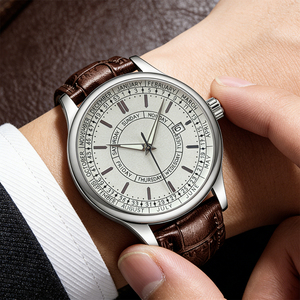 Orologio da <span class=keywords><strong>Uomo</strong></span> Elegante e di Lusso con <span class=keywords><strong>Cinturino</strong></span> in <span class=keywords><strong>Pelle</strong></span> e Calendario, Orologio al Quarzo per <span class=keywords><strong>Uomo</strong></span> - Product Image 4