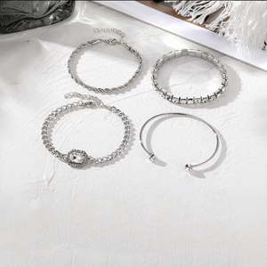 4 Pieces/Set Light Luxury Simple Design Geometric Chain <b>Bracelet</b> Personalized Women's Alloy <b>Bracelets</b> Fashionable Jewelry - Product Image 5