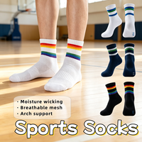 Chaussettes de sport fonctionnelles en polyester, mi-mollet, résistantes à l'usure, absorbant l'humidité, avec soutien de la voûte plantaire et amorti des chocs