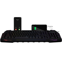 Aikun GX630 7 renk RGB oyun klavyesi, USB Hub, ses giriş/çıkış bağlantı noktası 104 tuşları kablolu teclado gamer için