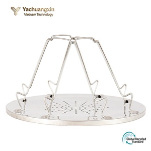 Stainless Steel <b>Camping</b> Grill Stand Accessory with Perforated Base and Foldable Legs - Product Image 3