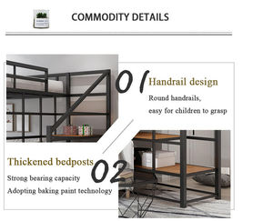 Dortoir Lit Queen-Size Loft Bed Hostel Lits superposés en métal pour adultes avec escalier - Product Image 5