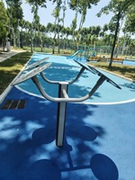 GB19272-2024 Aparato de Tai Chi Giratorio para Exteriores, Plataforma Giratoria de Acero, Columna Compuesta, Equipo de Fitness para Parque para 2 Personas, Ejercicios de Brazos y Hombros