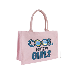 Sac fourre-tout en toile de coton surdimensionné personnalisé avec logo, rayures roses, beiges, vertes, bleues et rouges - Product Image 1