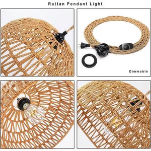 <b>Retro</b> Hemp Rope Chandelier Oval Shape Single Head LED <b>Light</b> For Home Coffee Shop Bar Restaurant <b>Ceiling</b> Lamp - Product Image 4