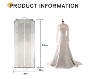 Housse de rangement extra longue pour robe de mariée 210 cm en maille respirante avec fermeture éclair et fenêtre transparente, sac anti-poussière - Product Image 2
