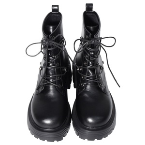 Bottines noires à lacets avec talon épais et plateforme de 6,5 cm - Product Image 2