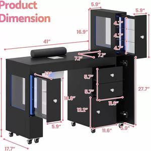 Muebles de Salón de Uñas Premium en Blanco y Negro, Mesa de Trabajo para Spa/Salón de Belleza, Mesa de Manicura con Cajones, Mesa de Maquillaje para Salón de Uñas - Product Image 3