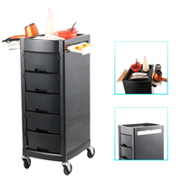 Chariot à outils roulant à 5 tiroirs en ABS et acier inoxydable, chariot de rangement utilitaire pour salon avec roulettes pivotantes