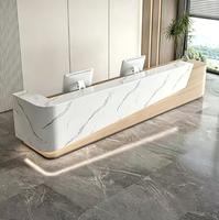 Comptoir de réception de bureau personnalisé, long et moderne, avec éclairage LED pour entreprise, hôtel, salon