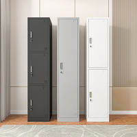 Casier de rangement en acier à 3 portes, armoire métallique avec compartiments modulaires verrouillables pour une utilisation flexible dans la chambre et la salle de sport