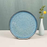Ensemble d'assiettes et de bols avec chargeur bleu Ensemble de dîner en grès bleu mat et bleu réactif de forme nordique