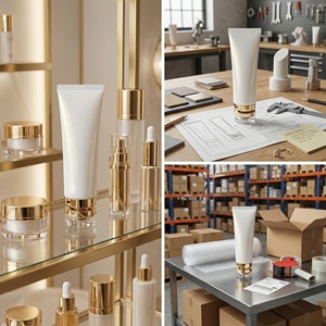 หลอดบีบเครื่องสำอางสีขาวมุกหรูหราพร้อมฝาปิดสีทองแบบพลิกได้ ขนาด 50 มล. หลอด PE เปล่าสำหรับโลชั่นบำรุงผิว/รองพื้น รับผลิตแบบ OEM/ODM - Product Image 3