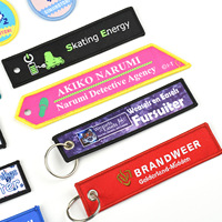 Etiqueta Tejida Personalizada para Llavero, Etiqueta Bordada con Logotipo Promocional Personalizado para Regalo Empresarial, Venta al Por Mayor