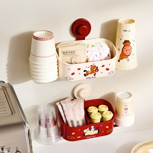 Caja de Almacenamiento de Papel Higiénico y Bolsas de Café/Té de Plástico de Una Sola Capa, Montada en la Pared, con Ventosa Sin Perforaciones, para Hogar y Oficina - Product Image 1