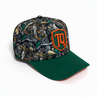 Gorra de Béisbol de 6 Paneles con Camuflaje Bosque Real, Logotipo 3D Personalizado, Visera Curva de Poliéster, Transpirable/Impermeable, Unisex para Exteriores