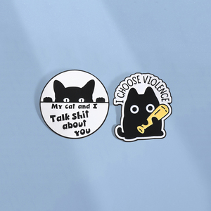 Elijo la violencia gato esmalte pines personalizados mi gato y hablo mierda de TI broche solapa insignia dibujos animados Animal joyería amigo regalo - Product Image 3