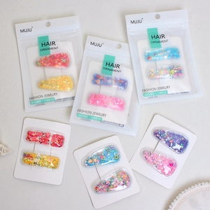 Lot de 2 pinces à cheveux coréennes à paillettes effet sable mouvant, mignonnes, pour enfants, ensemble de pinces BB pour filles - Product Image 1