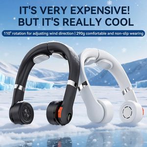 Ventilateur de cou portable à refroidissement par glace, 24000 mAh, autonomie de 24 h, 5 vitesses, avec écran LED, idéal pour le sport - Product Image 4
