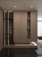 Meuble d'entrée intégré de luxe, meuble de rangement sur mesure pour porche avec grande capacité