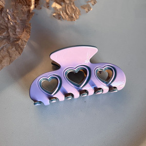 Nouvelles pinces à cheveux en acétate rose bonbon, motif cœur évidé, accessoires capillaires pour femmes - Product Image 6