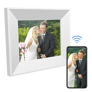 Marco de Fotos Digital Inteligente con WiFi de 8 Pulgadas, Acabado en Madera Real, Soporte Giratorio, Pantalla Táctil HD, Rotación Automática de <span class=keywords><strong>Video</strong></span>/Música, Fácil Compartir en Familia - Product Image 1