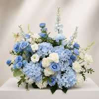 Susunan Bunga Delphinium Biru Putih Buatan PPS, Panjang 60cm, untuk Dekorasi Pernikahan