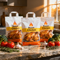 Sac d'emballage pour poulet rôti en papier kraft imprimé sur mesure, compatible micro-ondes, avec fenêtre transparente