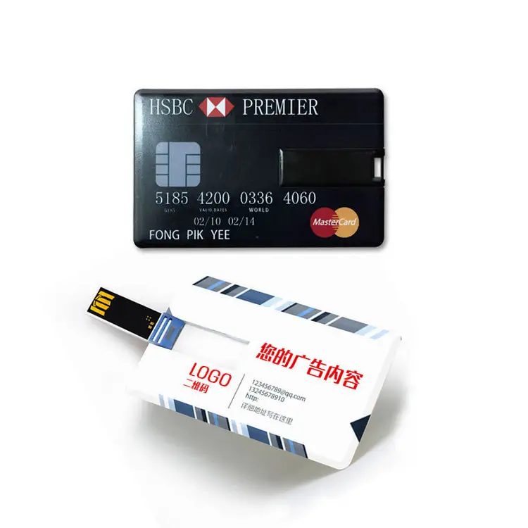 Regalo Popular publicidad USB 2,0 de impresión a todo Color tarjeta de forma 8GB de plástico Pendrive 16GB tarjeta de crédito USB Flash Drive