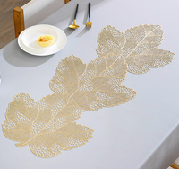 Nouveau Tapis de Table Décoratif Feuille Métallique en PVC Doré pour la Maison