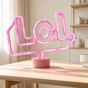 Lampe de table personnalisée en néon en forme de <span class=keywords><strong>LOL</strong></span>, N-CONCEPT, vente en gros, lumière de nuit LED alimentée par batterie pour la chambre à coucher/salle de jeux - Product Image 1