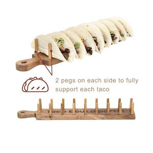 Soporte para tortitas <span class=keywords><strong>mexicano</strong></span> de burrito personalizado, estante para tacos en forma de W, bandeja para tacos de bambú con asa - Product Image 3