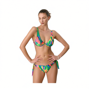 Set bikini HDJ con stampa colorata, slip con laccetti laterali, top push-up, taglia 42 44 46 48 - Product Image 2