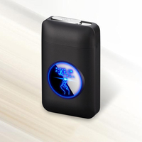 Rangement en métal personnalisé étui à cigarettes de poche 19 bâtons boîte à tabac avec USB rechargeable allume-cigare électrique avec lumière LED