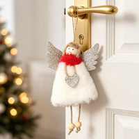Ornements de Noël en peluche, ange avec ailes scintillantes, cœur, poupée suspendue, décoration pour arbre de Noël, décoration de la maison pour les fêtes