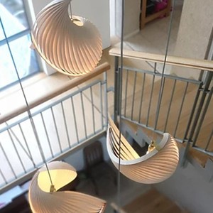 Lustre en <span class=keywords><strong>bois</strong></span> en spirale LED élégant, pour la maison, le bureau, forme ovale créative, éclairage d'escalier, décoration pour le salon, les hôtels - Product Image 5