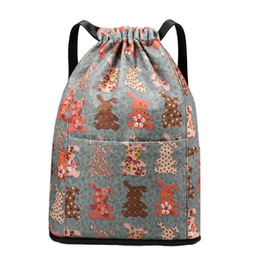 Customised Foldable Waterproof Polyester <b>Drawstring</b> <b>Backpack</b> Large Capacity Students Travelers Outdoor Sports Lightweight Beach - Product Image 1