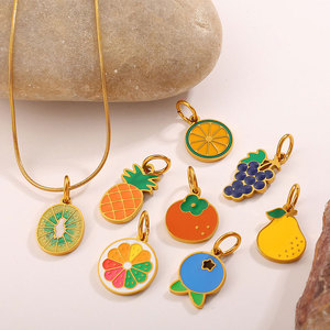 Dijes de Frutas Esmaltados de Acero Inoxidable 316L con Baño de Oro de 14k y 18k, Personalizados DIY de Lujo para la Fabricación de Joyas, Collares y Pulseras al por Mayor - Product Image 2