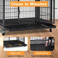 Cage pour chien double couche empilable et durable, compartiments séparés, porte à verrouillage sécurisé, roulettes mobiles, plateau amovible, robuste et simple