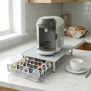 Boîte de <span class=keywords><strong>rangement</strong></span> pour capsules de café <span class=keywords><strong>Tassimo</strong></span>, organisateur à double tiroir pour 60 capsules - Support de machine à café antichoc pour usage domestique - Product Image 3