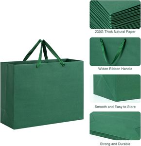 Sacchetti di Carta Personalizzati Verdi a Prezzo di Fabbrica con Logo, Borse per lo Shopping, Imballaggio in Cartone per Abbigliamento, Sacchetti Regalo in Carta Kraft - Product Image 5