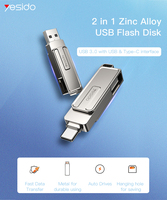 Flash Disk Yesido FL17 USB 3.0 Protokol Transfer Data Cepat 2 in 1 Bahan Zinc Alloy USB Type-C