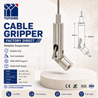 Pince à câble métallique inclinée avec connexion M4, sortie latérale réglable, finition argentée pour suspension d'affichage, fabrication OEM