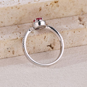 Anillo de Oro Blanco Sólido de 18K con Corte de Pera y Rubí, Chapado en Rodio, Certificado para Compromiso, Bodas, Fiestas, Joyería Clásica de Aniversario - Product Image 6